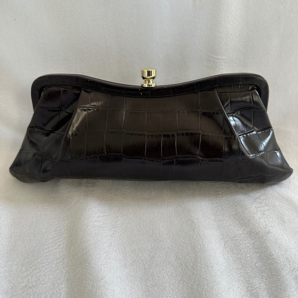 Banana Republic Croc Embossed Leather Clutch